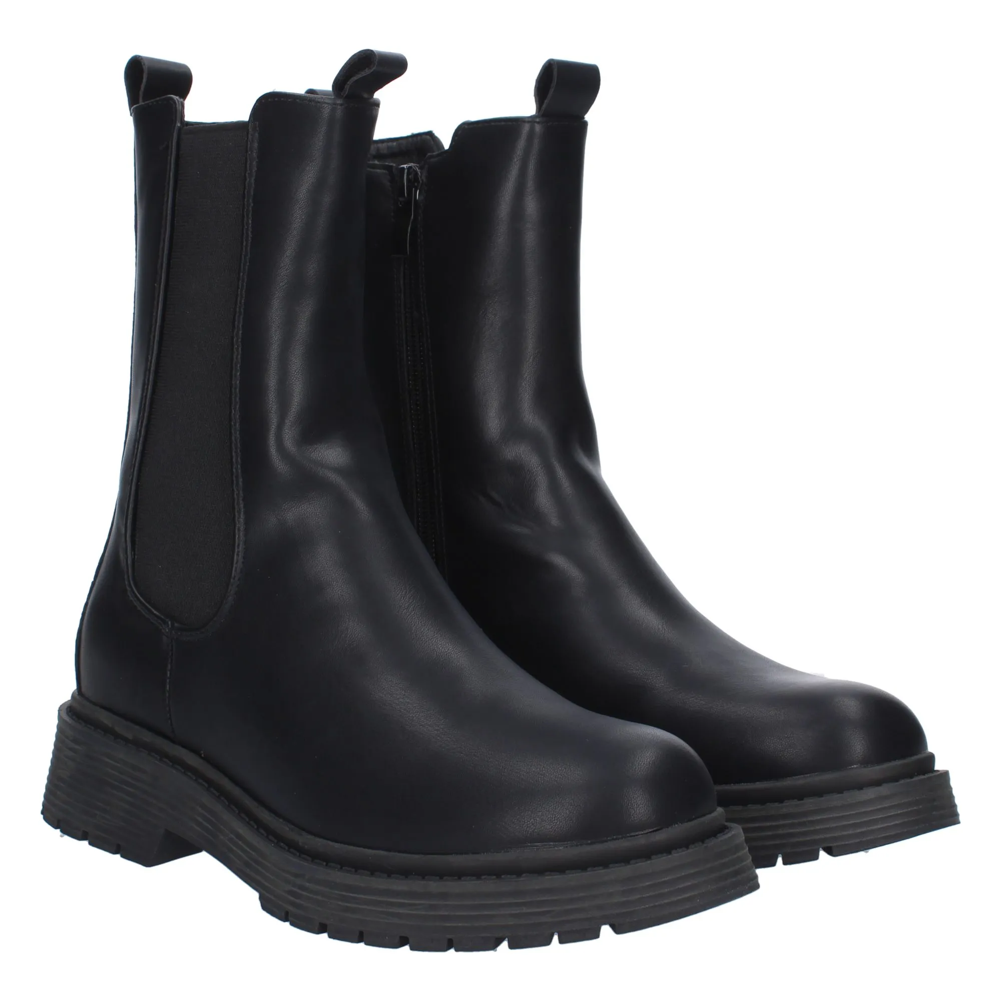 Botas militar con elastico y dobre tirados mujer color negro