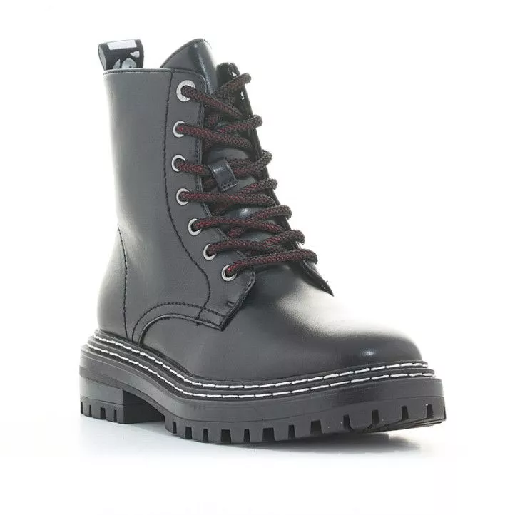 Botines LEVIS KIDS negras de cordones con suela de goma y cremallera lateral