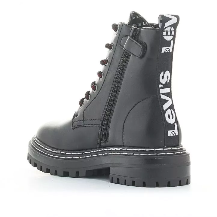 Botines LEVIS KIDS negras de cordones con suela de goma y cremallera lateral