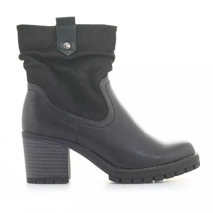 Botines tacón Owel amsterdam negros de dos tejidos