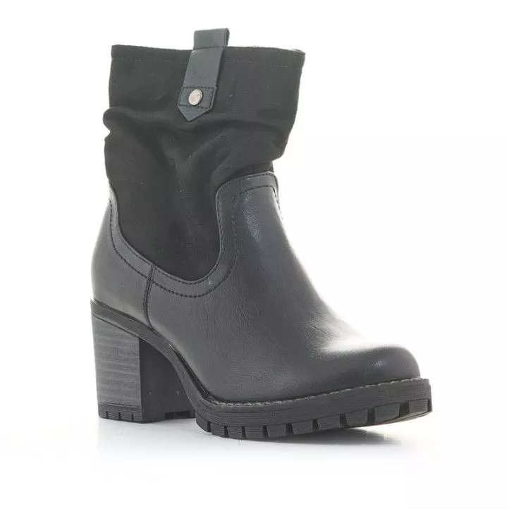 Botines tacón Owel amsterdam negros de dos tejidos