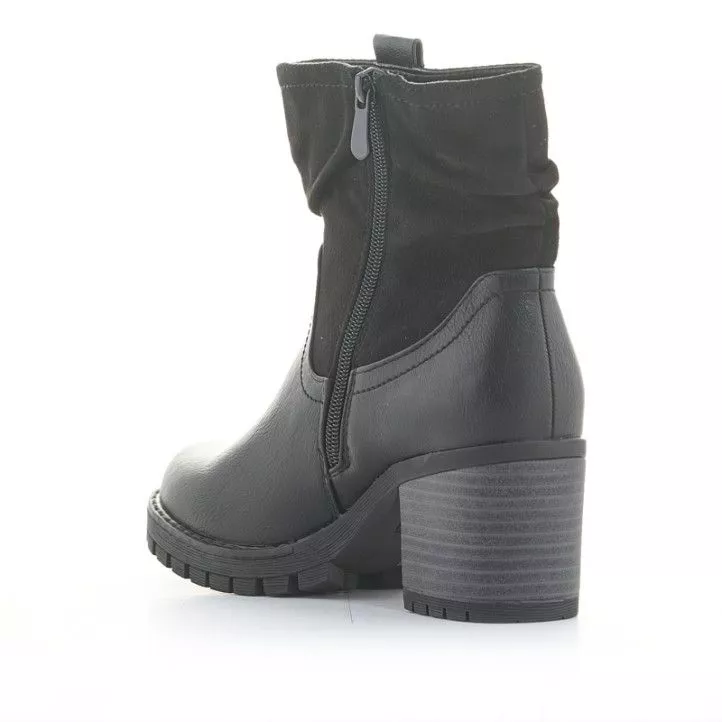 Botines tacón Owel amsterdam negros de dos tejidos