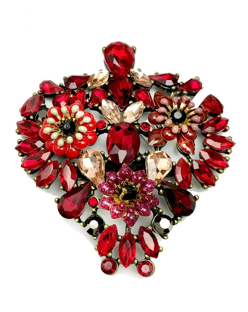 BROCHES ROJOS  MUJER DE CRISTAL IDEALES PARA FIESTA Y EVENTOS