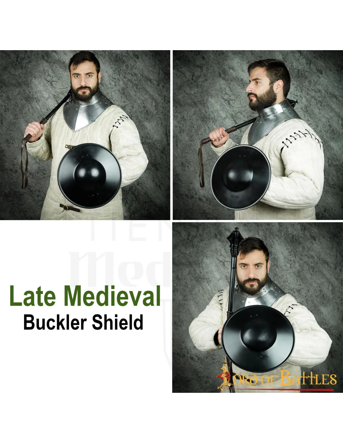 Broquel medieval funcional hecho a mano (30,5 cm.)