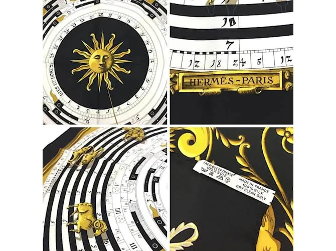 Bufanda Constelación Astrología Hermès Negro Blanco Amarillo 