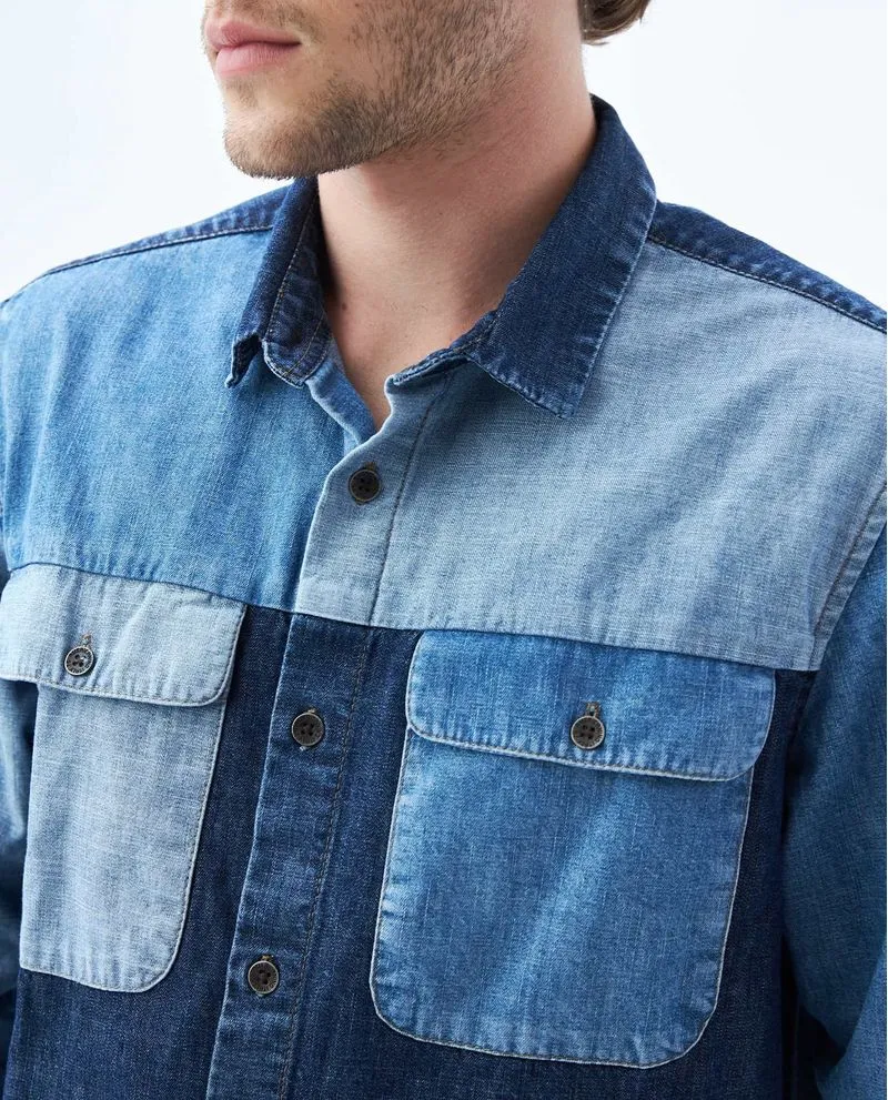 Camisa con bloques de color para hombre