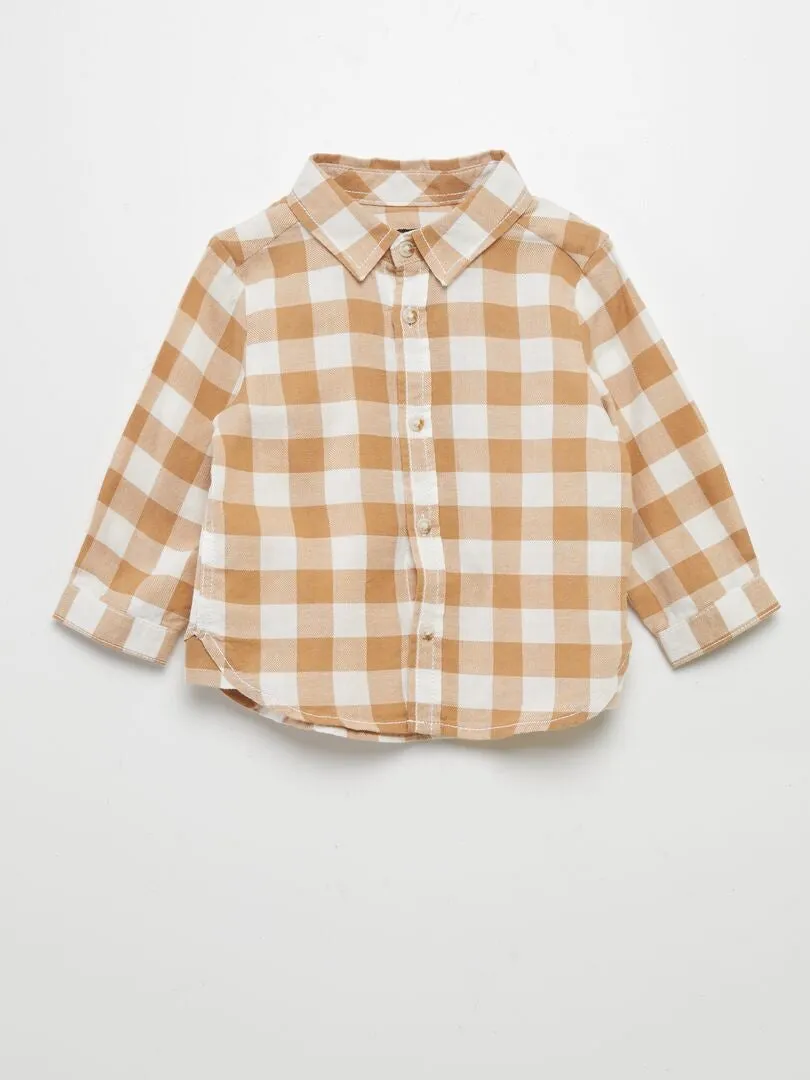 CAMISA DE SARGA A CUADROS  BLANCO