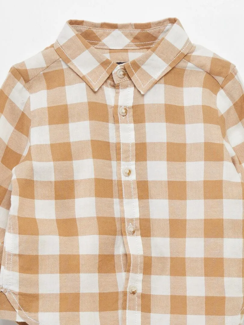 CAMISA DE SARGA A CUADROS  BLANCO