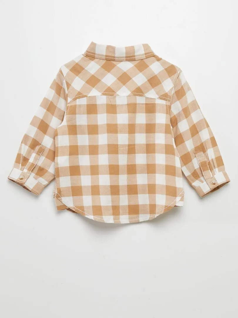 CAMISA DE SARGA A CUADROS  BLANCO