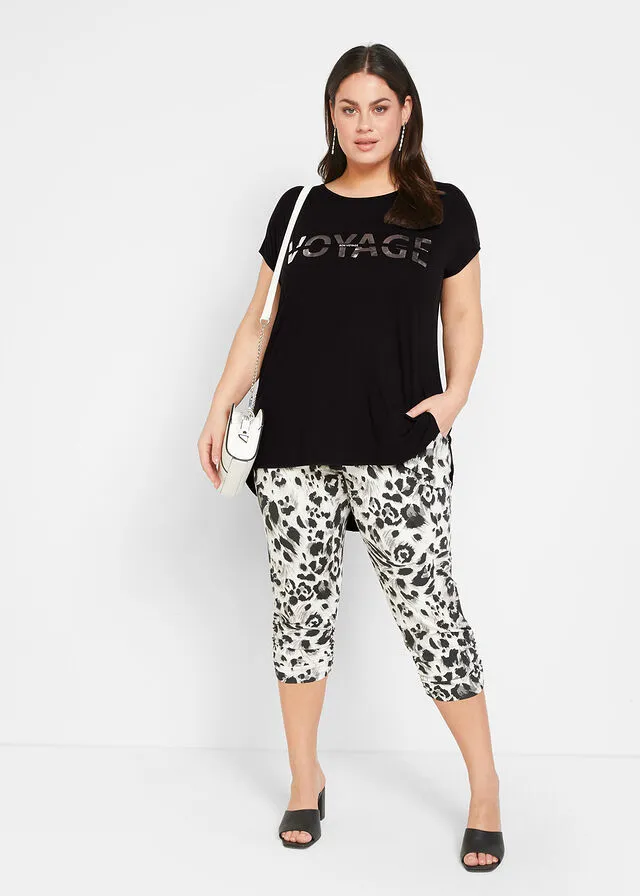 CAMISA LARGA CON ESTAMPADO METáLICO NEGROPLATA