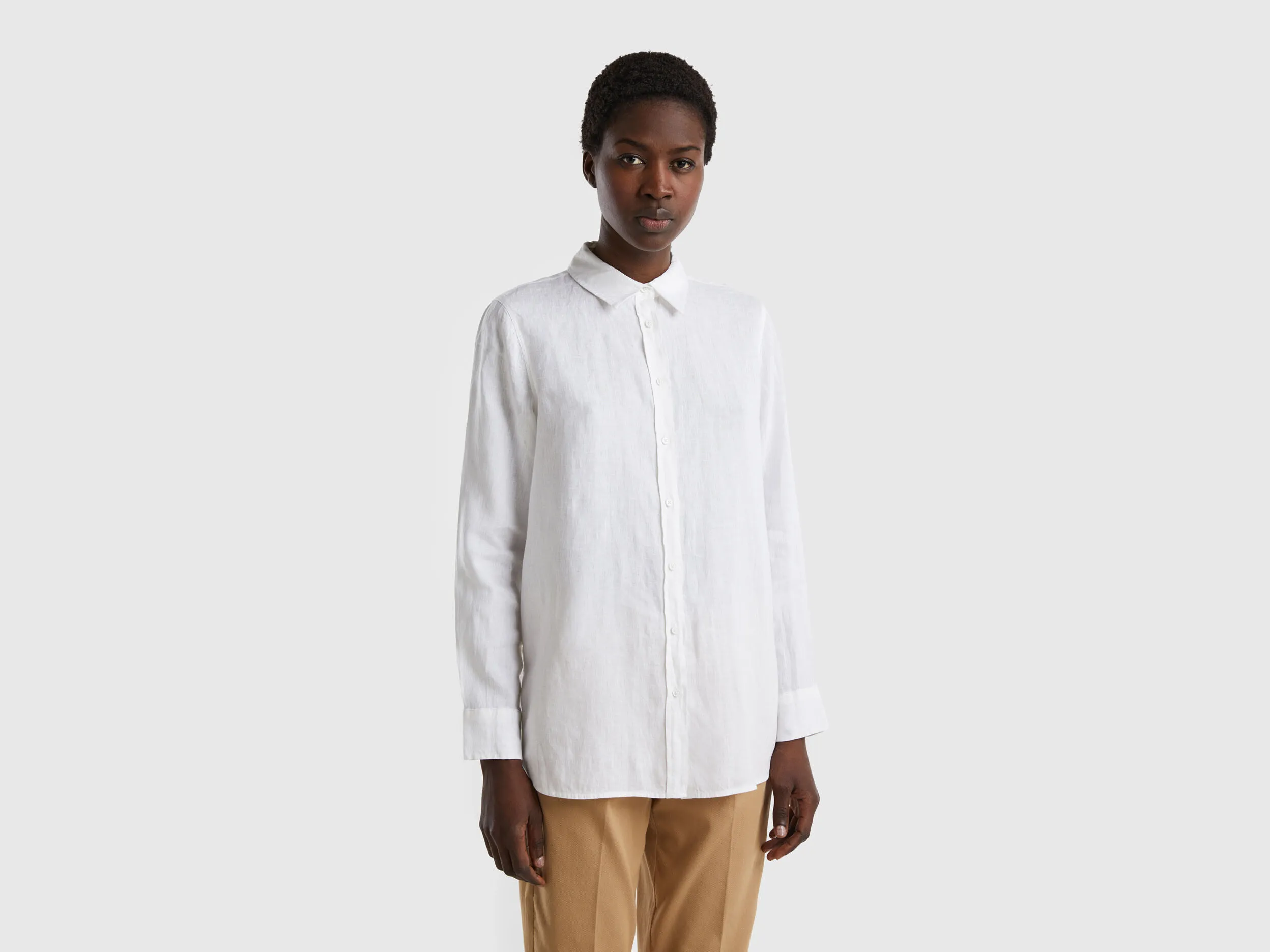 Camisa larga de 100 % lino