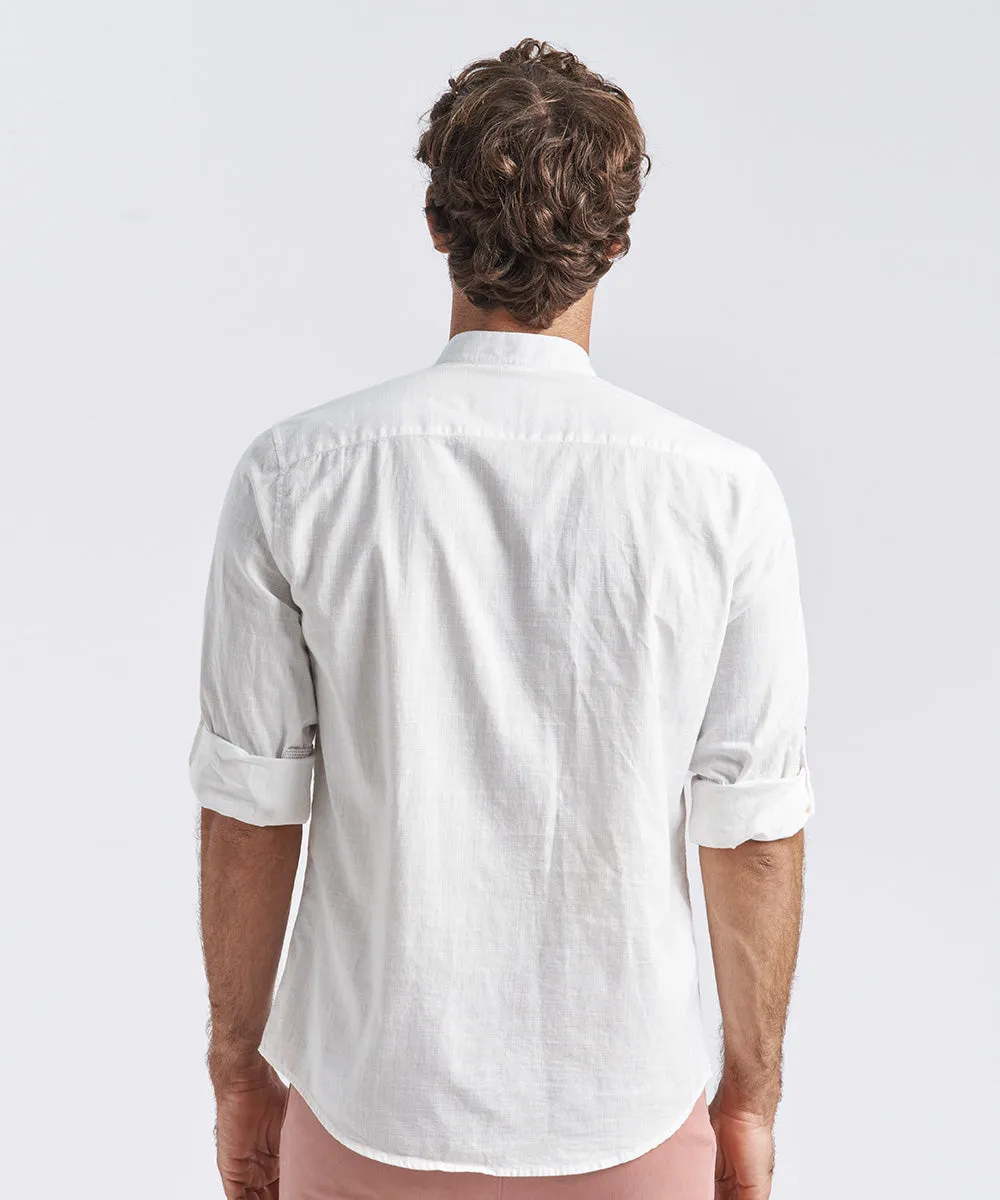 CAMISA MANGA LARGA CUELLO STAND UP CLASSIC FIT BLANCO PV24