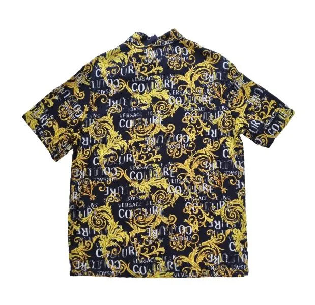 Camisa VERSACE de manga corta de algodón para hombre 74GAL2B0 negro