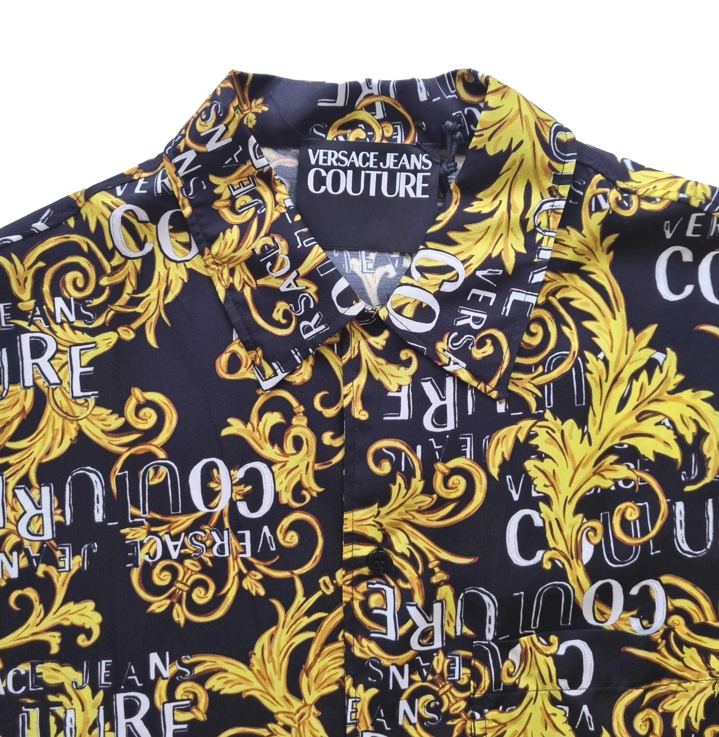 Camisa VERSACE de manga corta de algodón para hombre 74GAL2B0 negro