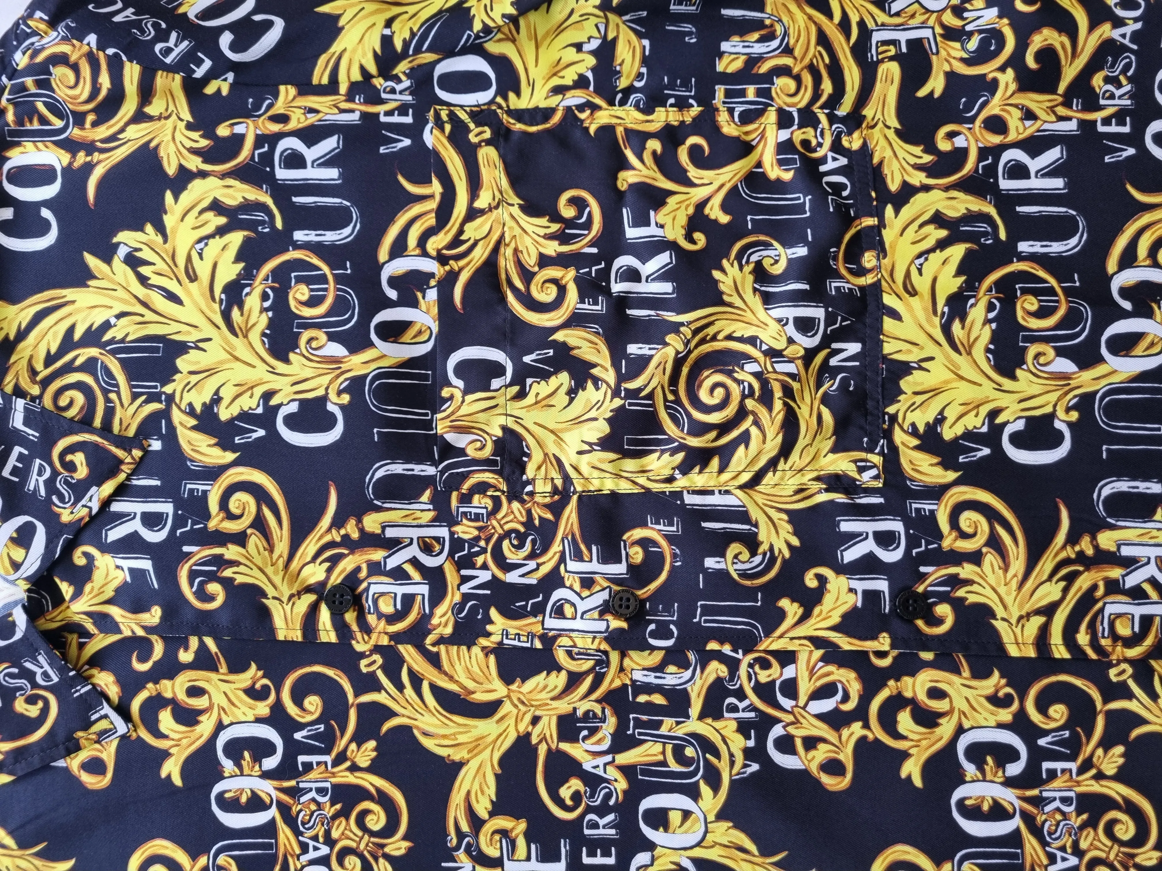 Camisa VERSACE de manga corta de algodón para hombre 74GAL2B0 negro