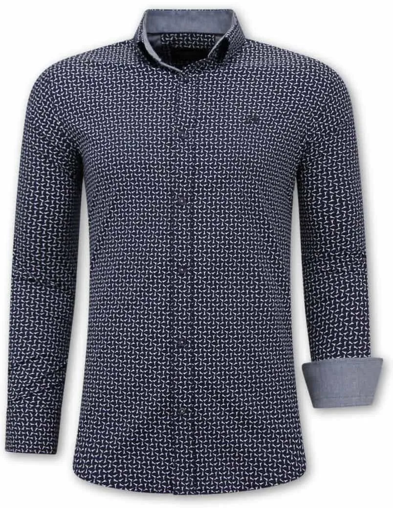 CAMISAS DE HOMBRE ITALIANAS  SLIM FIT  3077  AZUL