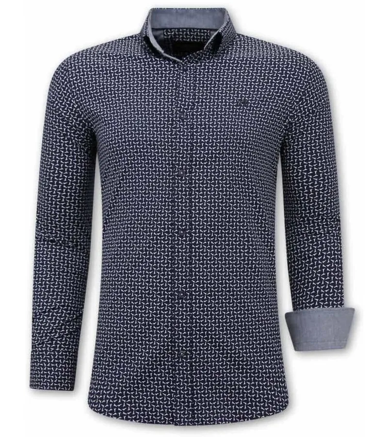 CAMISAS DE HOMBRE ITALIANAS  SLIM FIT  3077  AZUL