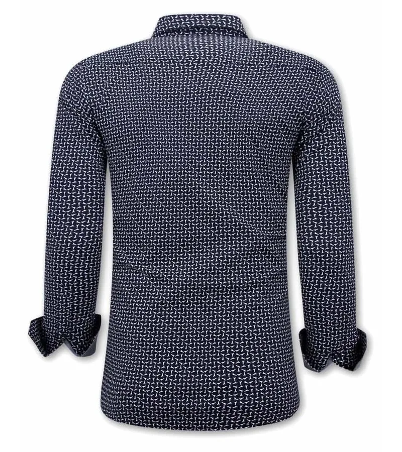 CAMISAS DE HOMBRE ITALIANAS  SLIM FIT  3077  AZUL