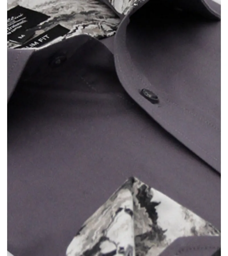 CAMISAS ITALIANAS HOMBRE SLIM FIT  3042NW  GRIS