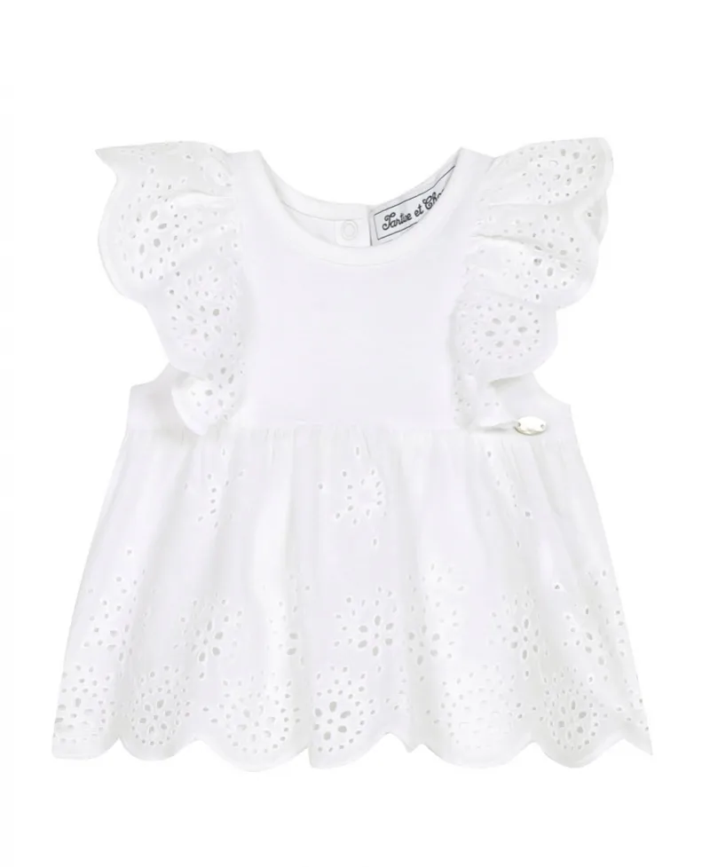 Camiseta Bebé Niña TARTINE ET CHOCOLAT Blanca Perforada