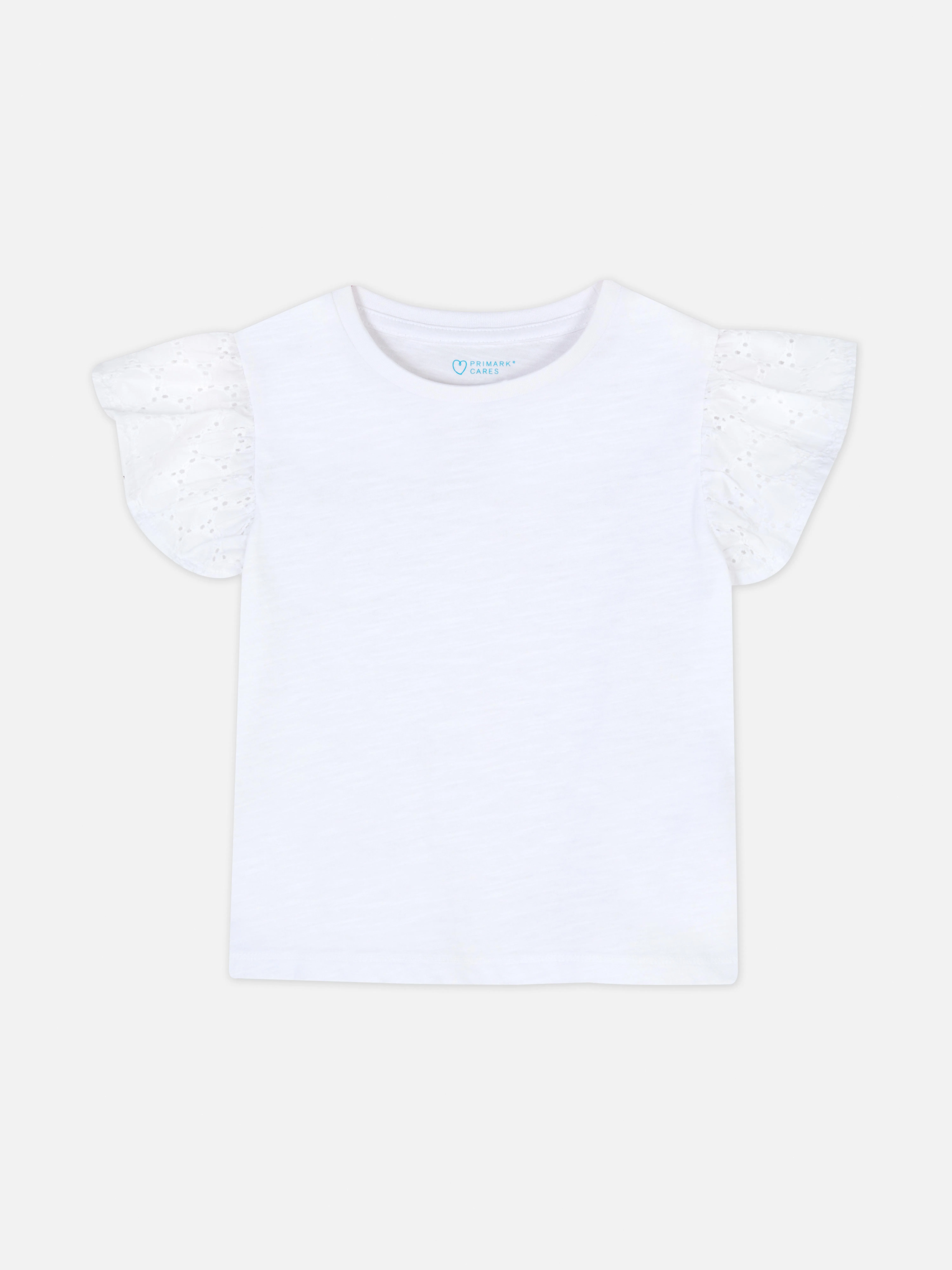 Camiseta de manga corta con bordado inglés