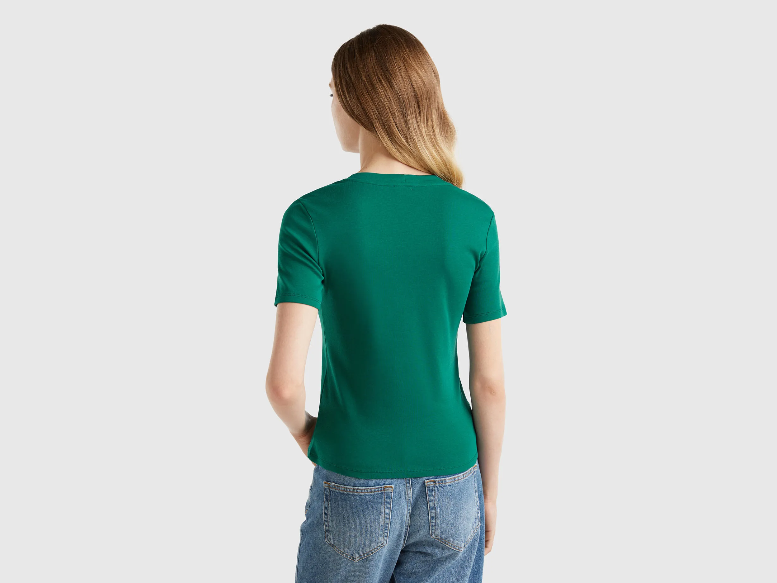 Camiseta de manga corta de algodón de fibra larga