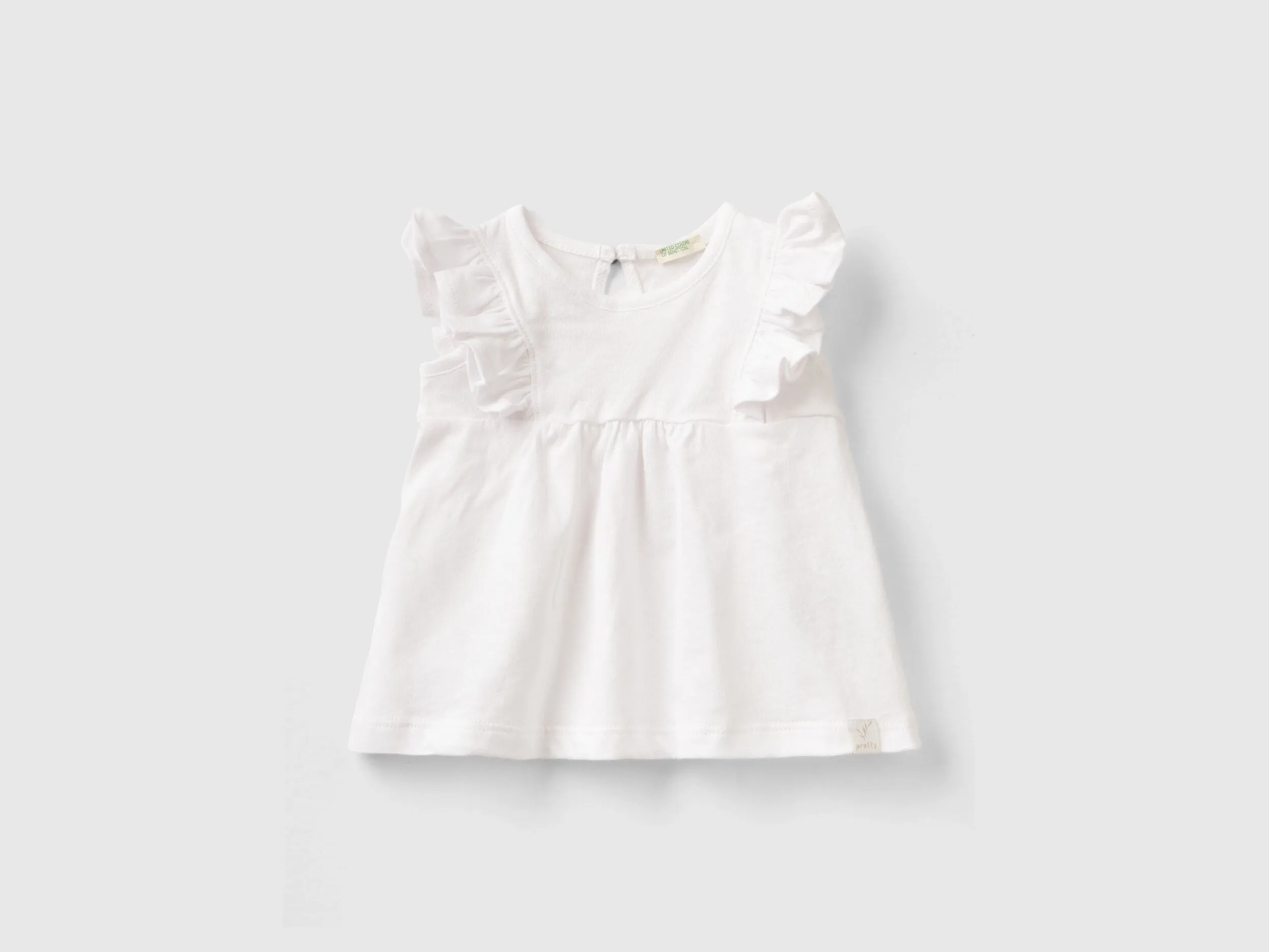 Camiseta en mezcla de lino con volantes