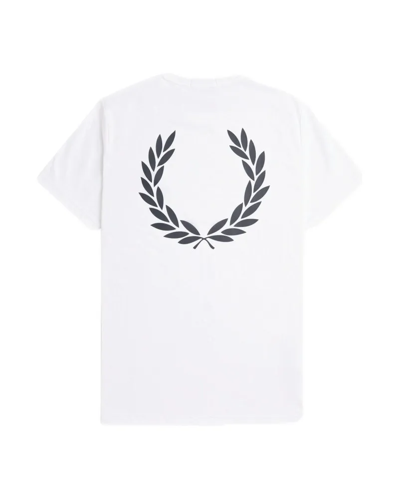 Camiseta fred perry blanca 100 rear powder laurel graphic tee
