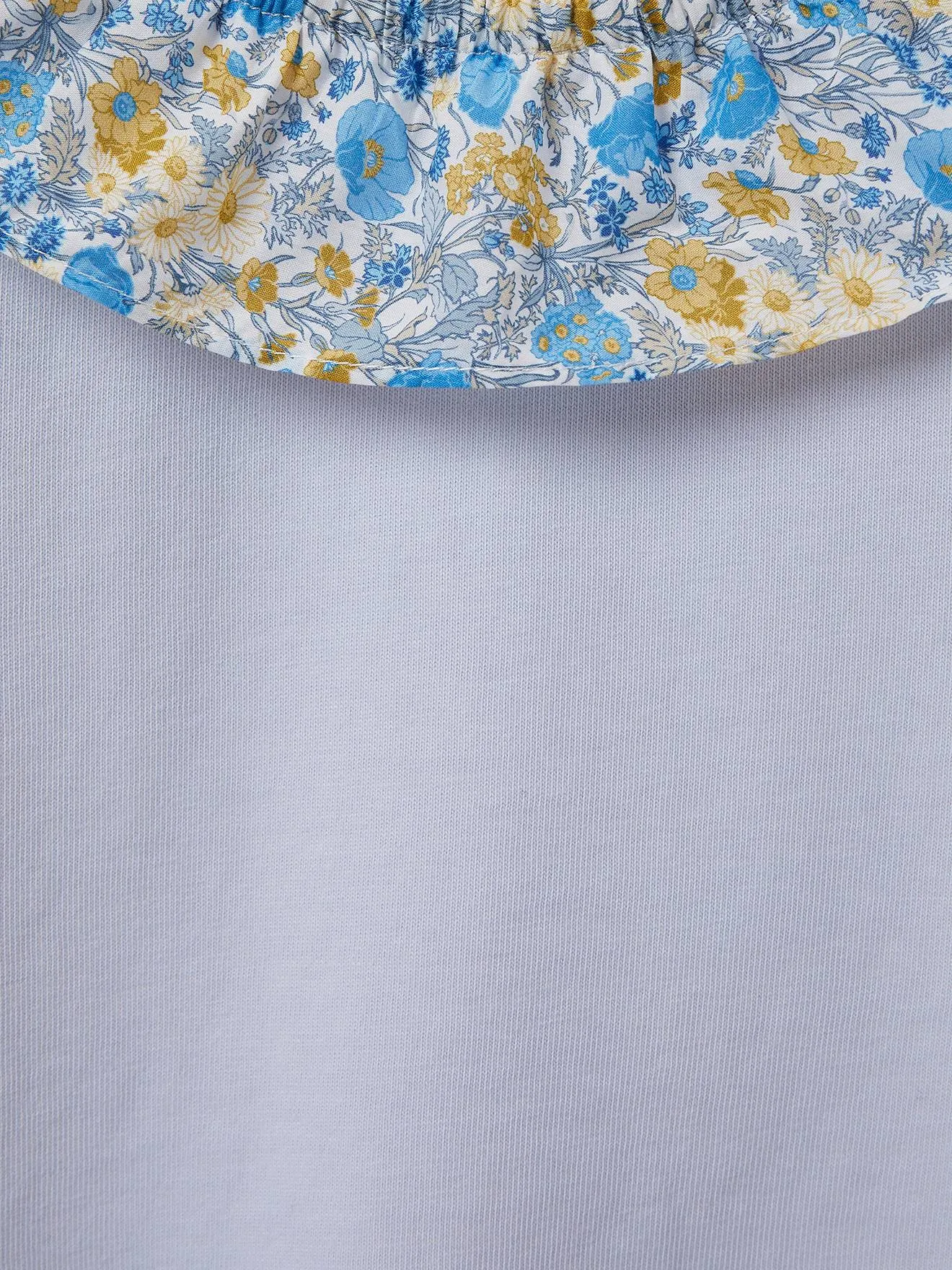 Camiseta niña con cuello de tejido Liberty algodón orgánico CYRILLUS