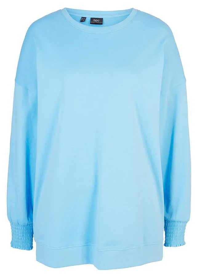 Camiseta oversize de manga larga con mangas globo Azul etéreo