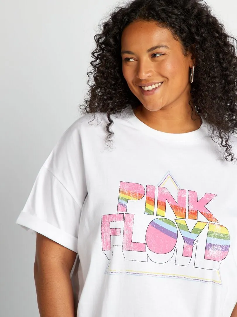 CAMISETA OVERSIZE 'PINK FLOYD'  BLANCO