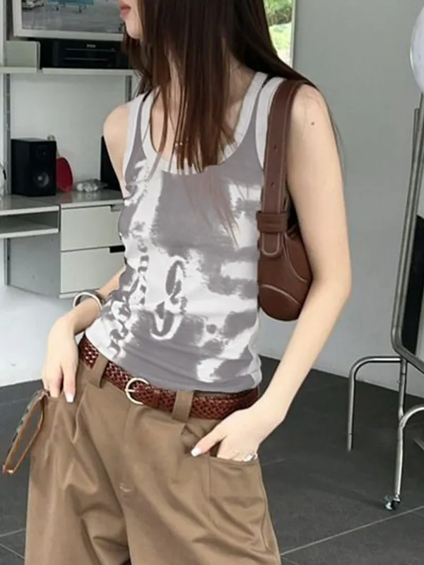 Camiseta sin mangas con estampado Tie Dye