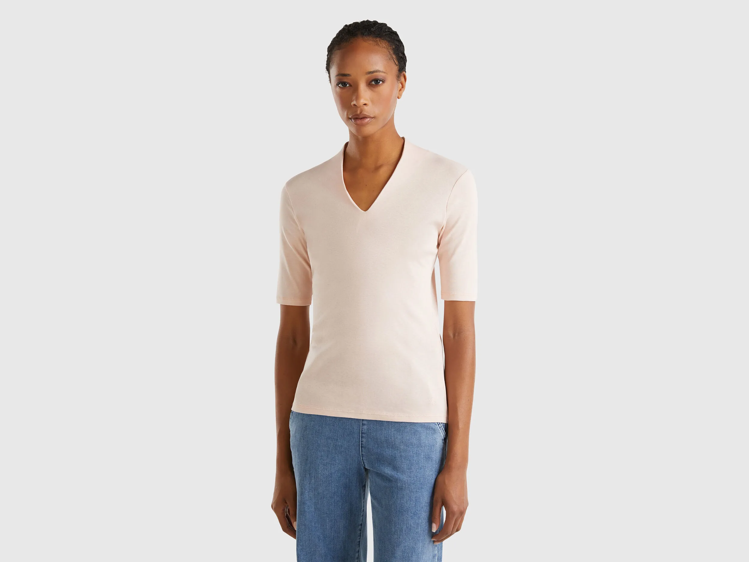Camiseta slim fit de algodón de fibra larga