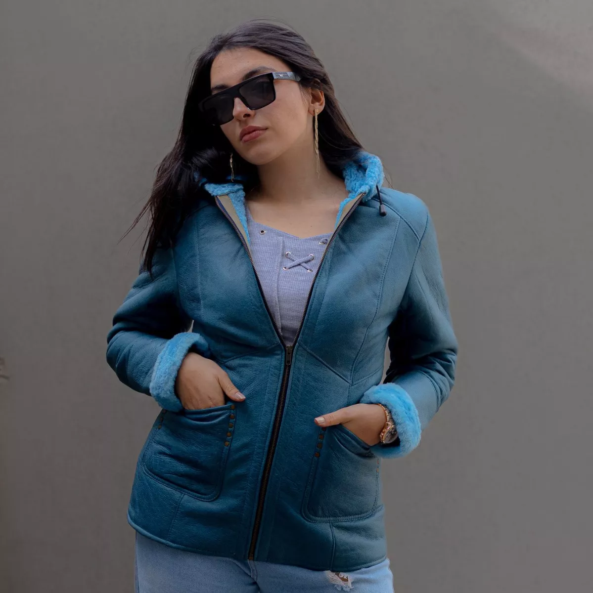 CAMPERA DE CUERO DE OVEJA DE MUJER  MODELO: 300