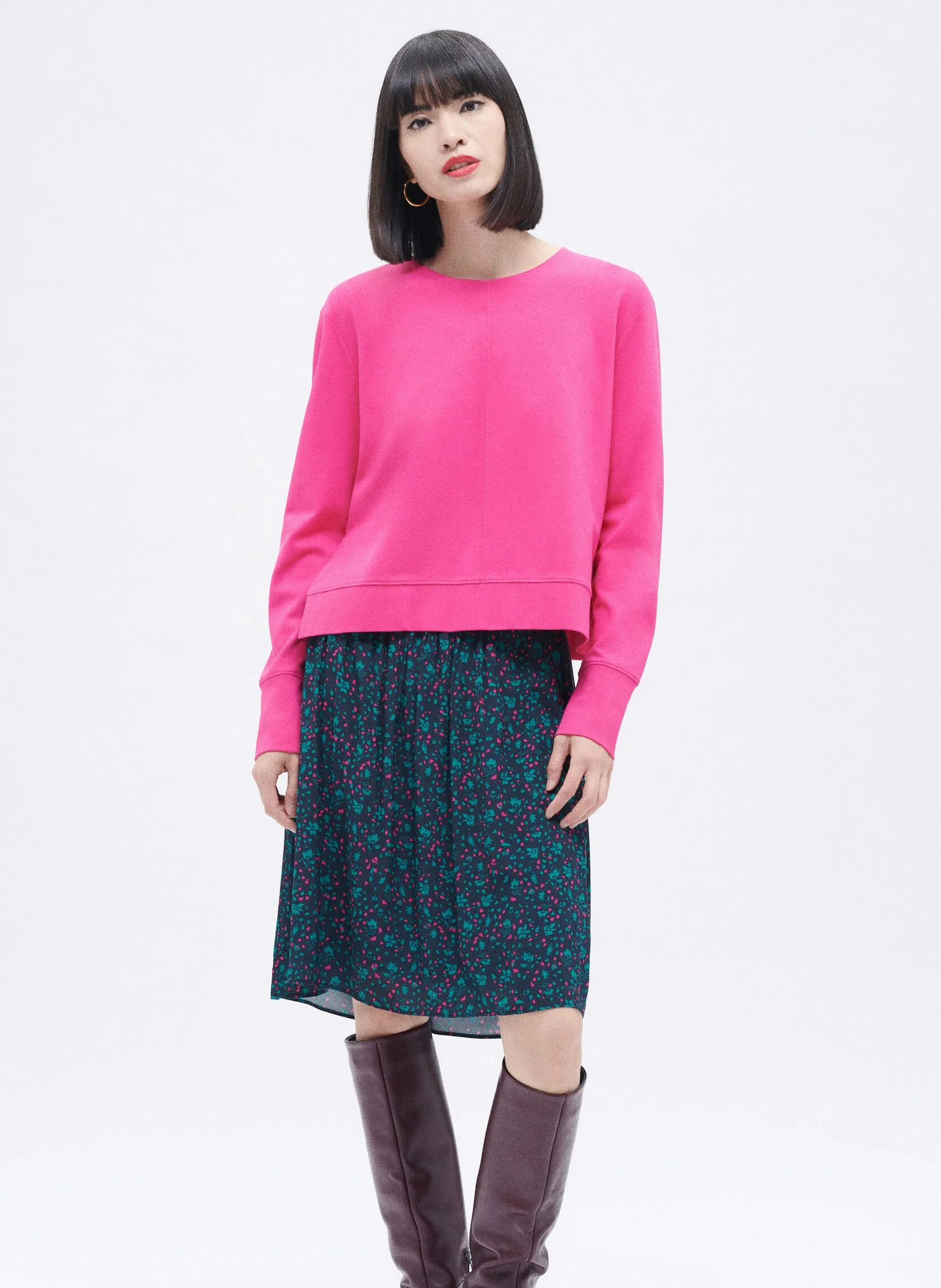 CAROLL TALAIN  TOP RECTO CON CUELLO REDONDO EN ROSA