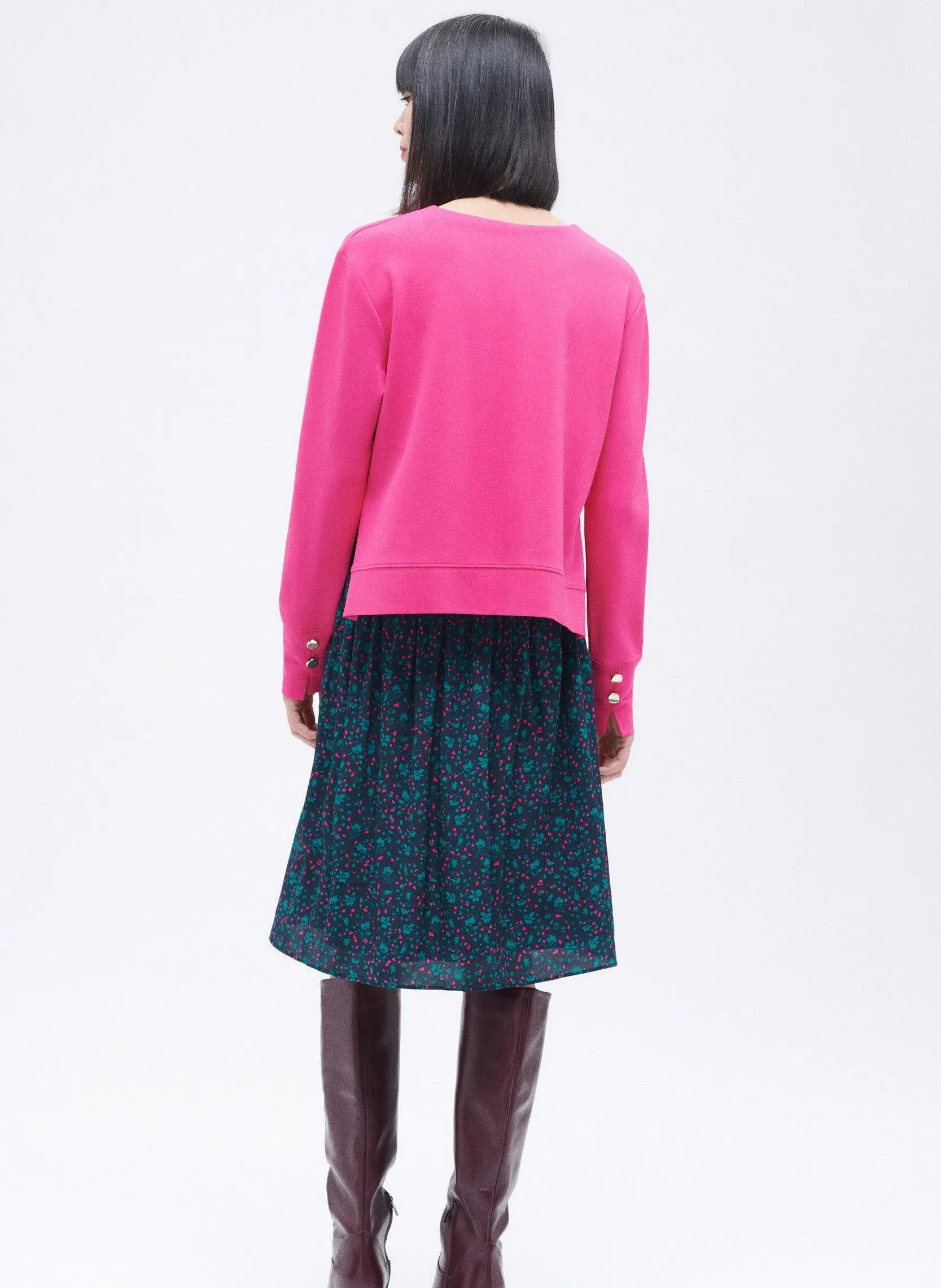 CAROLL TALAIN  TOP RECTO CON CUELLO REDONDO EN ROSA