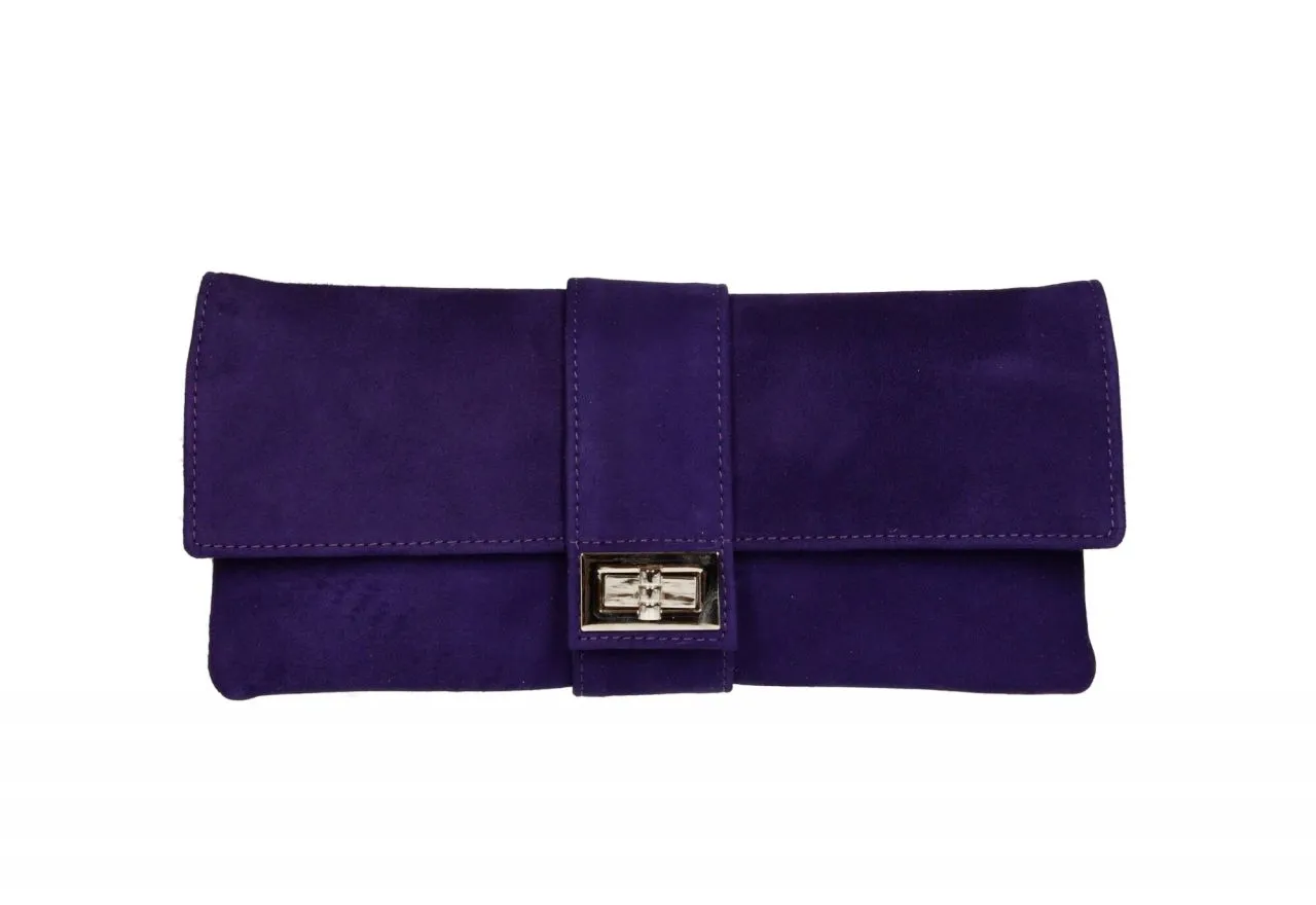 Cartera Ante Morado Pieza Central Con Broche
