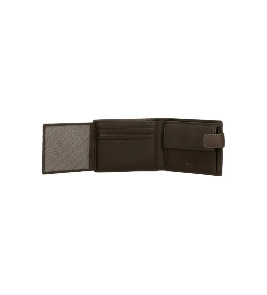 Cartera horizontal Division con cierre de click marrón