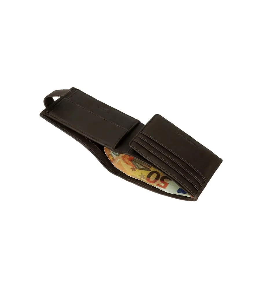 Cartera horizontal Division con cierre de click marrón