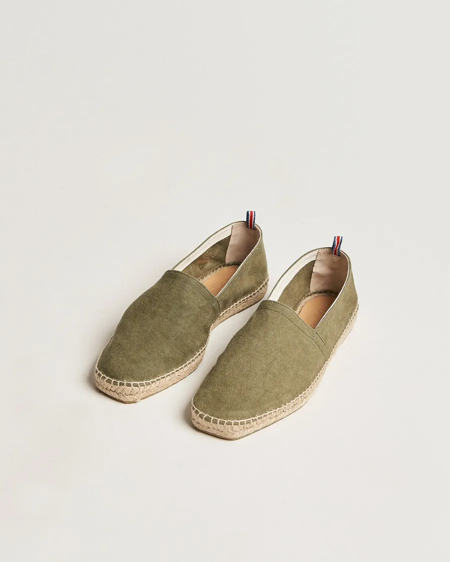 Castañer Pablo Washed Canvas Espadrilles Olive