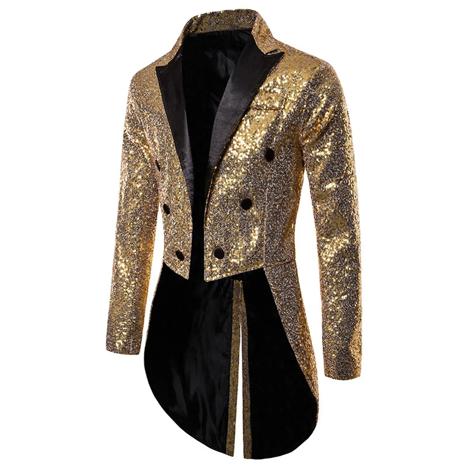 Chaqueta de esmoquin de lentejuelas para hombre Colas Slim Fit Frac Abrigo de vestir Cola de golondrina para el anfitrión Rendim