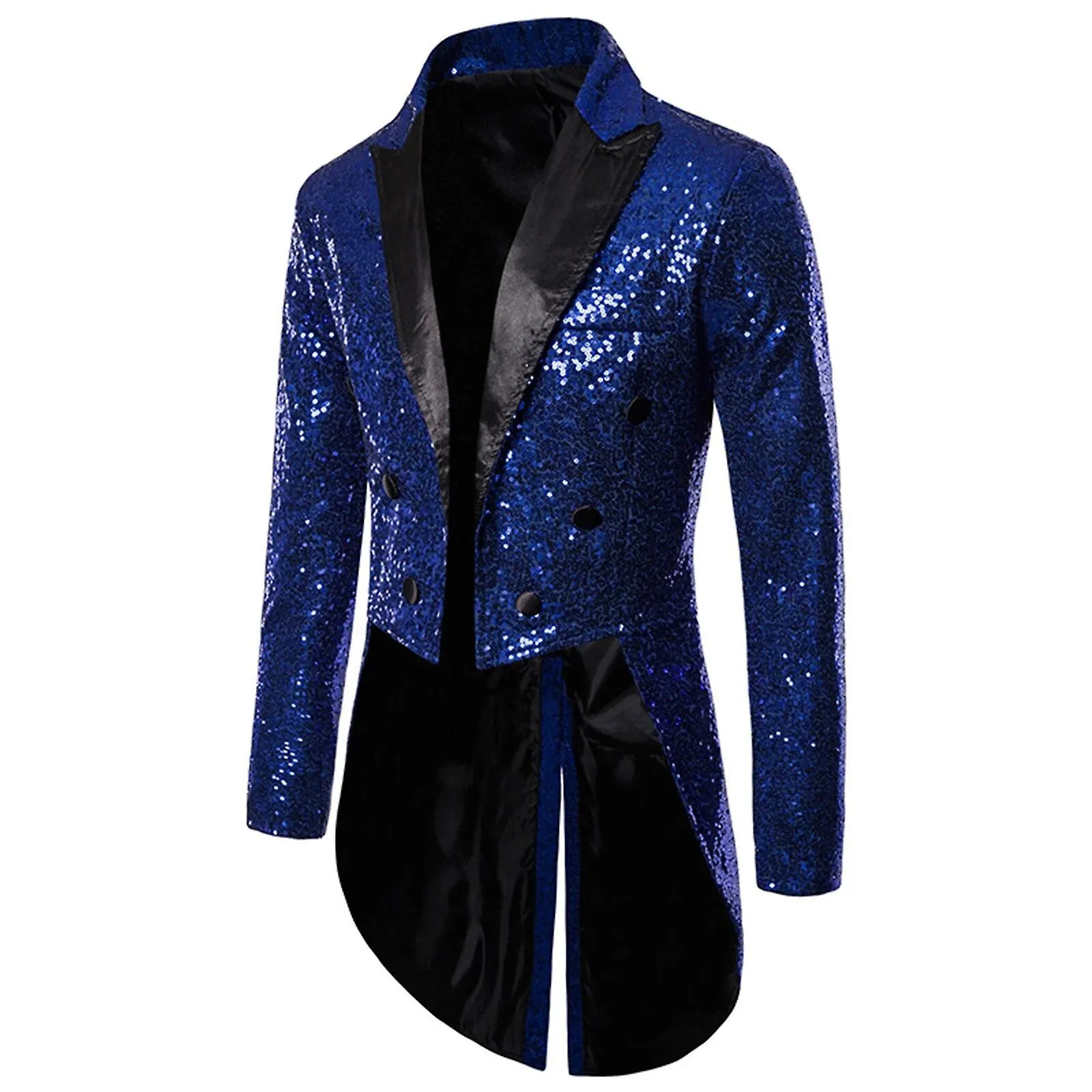 Chaqueta de esmoquin de lentejuelas para hombre Colas Slim Fit Frac Abrigo de vestir Cola de golondrina para el anfitrión Rendim