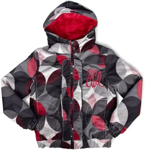 Chaqueta esquí RIP CURL niña con capucha Bubble Dots Jacket optica white Ref. 3262 Topos rojos negros y blanco