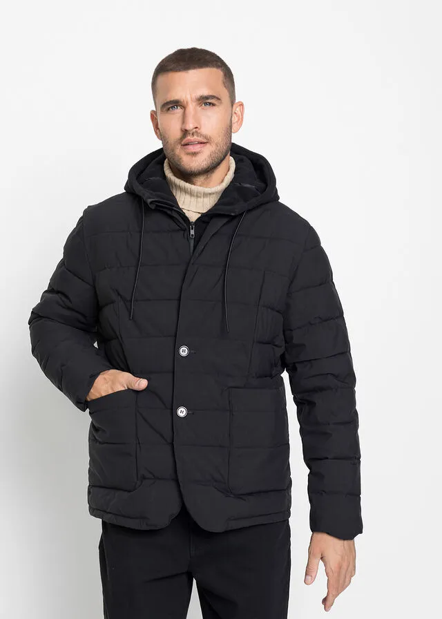 Chaqueta guateada con cortavientos Negro