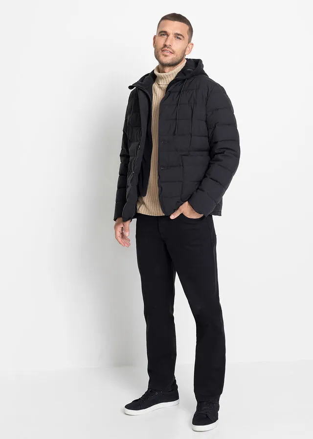 Chaqueta guateada con cortavientos Negro