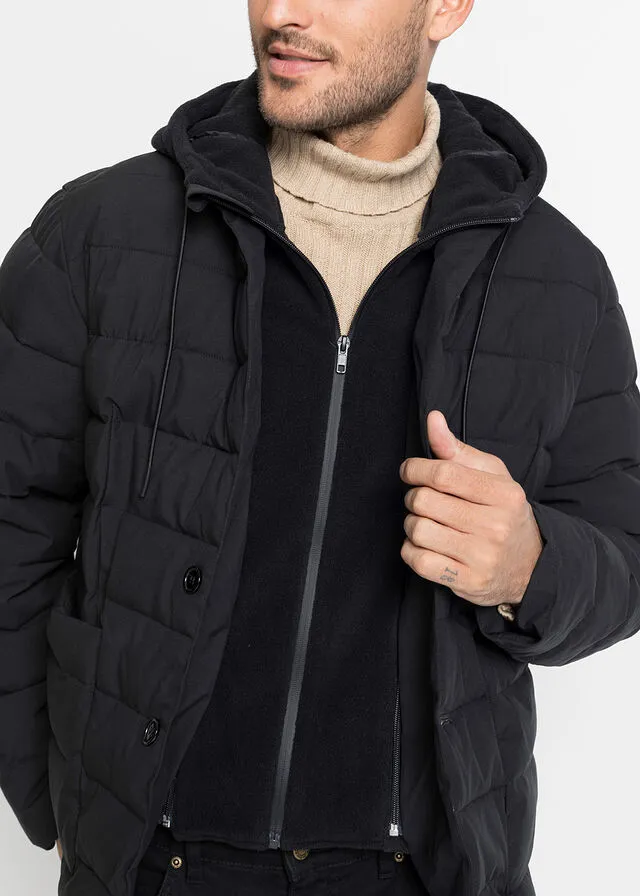 Chaqueta guateada con cortavientos Negro