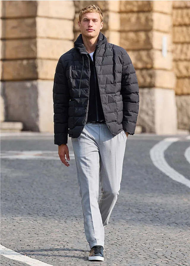 Chaqueta guateada con cortavientos Negro