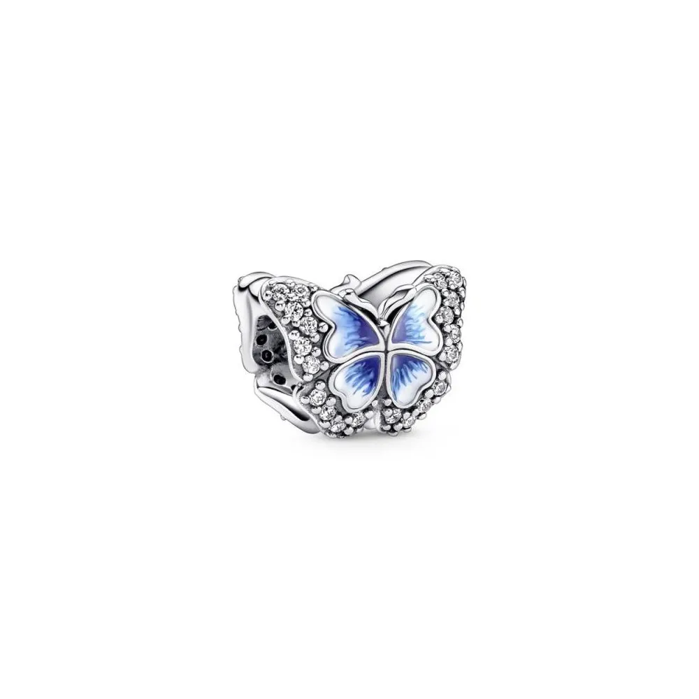 Charm en plata de ley Mariposa Azul Brillante