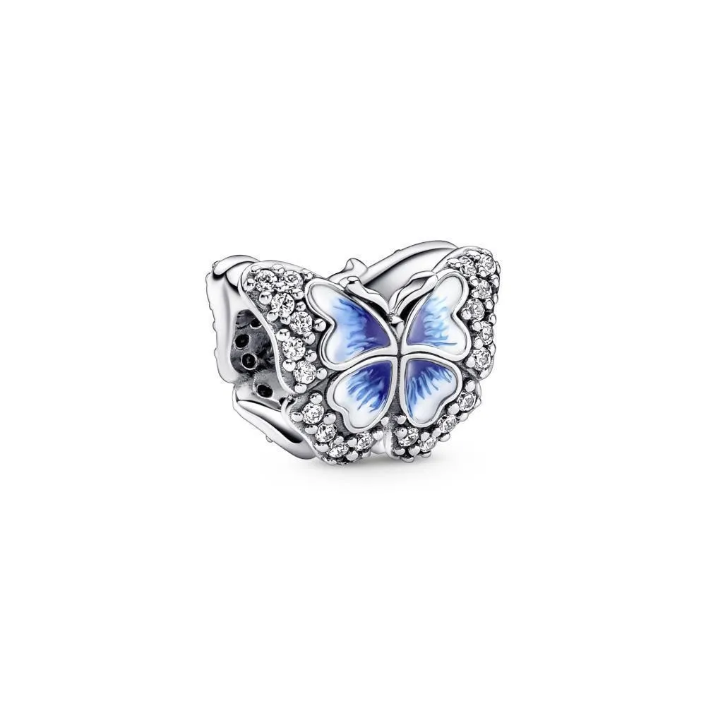 Charm en plata de ley Mariposa Azul Brillante