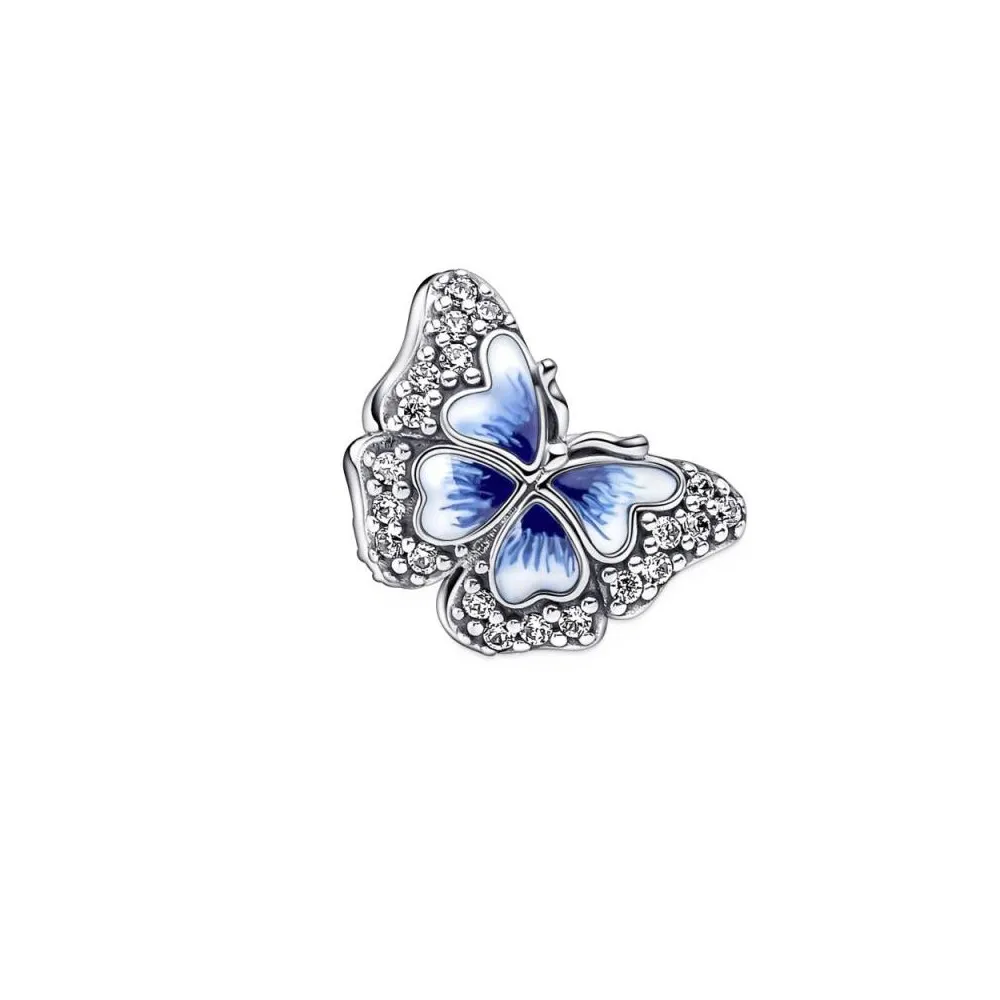 Charm en plata de ley Mariposa Azul Brillante